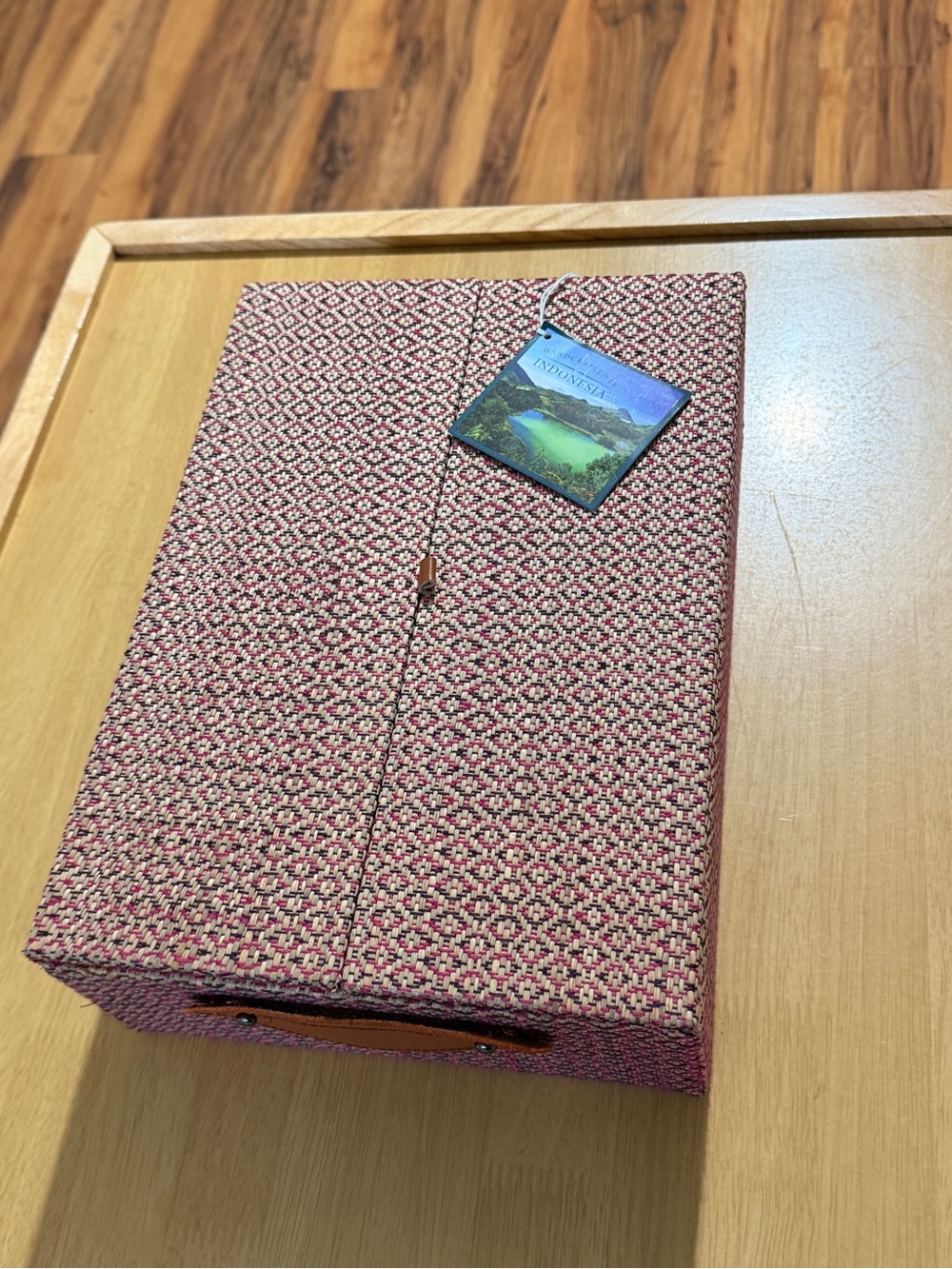 HandWoven burgundy Patterned Storage Box